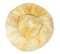 Nid pour chien doux et confortable, lit de nid rond pour animal de compagnie long en peluche, fournitures d'hiver, jaune tie-dye