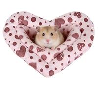 Nid pour Petits Animaux Nid Chaud en Forme de Cœur pour Hamster Cochon d'Inde Phalanger Volant Douillet Lavable Antidérapant Confortable Cage Intérieur Accessoire pour Animaux de Compagnie (Rose)