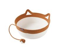 Nid tissé respirant pour chat avec balle jouet à mâcher - Lit universel pour toutes saisons - Point de couchage confortable pour chats (jaune, L)