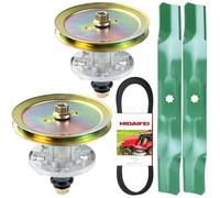 NIDAIFEI Lot de 2 broches AUC15811 avec poulie GX20367 courroie GX20072 AM141034 lames de rechange GY21098 GY20454 GY20962 pour John Deere D130 D110 D105 D125 E100 E100 30 LA1 05 E110 E120 LA115 D100