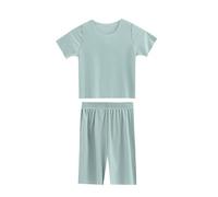 Nidddiv Combinaison amincissante 2 pièces Tenue décontractée ample à manches courtes Hauts et pantalons larges Ensembles Survêtement Nouveau Bébé Garçon Vêtements, vert, 6-7 ans