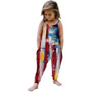 Nidddiv Combinaison une pièce douillette pour fille, jour de l'indépendance, vêtements, sans bretelles, imprimé personnalisé, rétro, confortable, décontracté, combinaison chaude, rouge, 3-4 ans