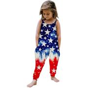 Nidddiv Combinaison une pièce douillette pour fille, jour de l'indépendance, vêtements, sans bretelles, imprimé personnalisé, rétro, confortable, décontracté, combinaison chaude, bleu foncé, 5-6 ans