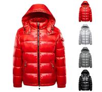 Nidddiv Doudoune brillante pour femme - Noir - Pour l'hiver - Chaude - Imperméable - Avec capuche - Fermeture éclair - Couleur unie - Veste thermique - Parka d'hiver - Costume de randonnée en plein