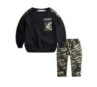 Nidddiv Ensemble de 2 pots de lettres pour bébé - Pour le premier Noël - Pantalon camouflage - Survêtement pour bébé - Costume d'Halloween - Taille 86, Noir , 9-11 ans