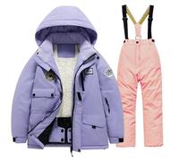 Nidddiv Équipement initial pour bébé garçons et filles Tenue de ski pour enfants Filles Extérieur Épais Coupe-vent Garçons Bébé Big Children Vêtements de ski Combinaison Halloween Bébé (Rose, 11-12