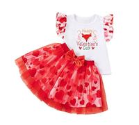 Nidddiv Grenouillère pour nouveau-né fille Nouveaux vêtements pour filles Robe à manches volantes en maille Demi-body Robe deux pièces Ensemble de vêtements pour fille 80, rouge, 4-5 ans