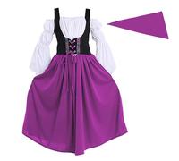 Nidddiv Histoires Calendrier de l'Avent Adolescentes Filles Oktoberfest Manches Longues sans Bretelles Robes Longues à Carreaux, lilas, 8-10 ans
