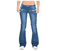 Nidddiv Jean taille basse pour femme - Pantalon fin extensible avec poche délavée - Pantalon évasé en denim léger - Doux pour la peau - Jeggings cargo pour femme, bleu, M