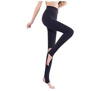 Nidddiv Legging étriers pour femme avec doublure en polaire - Legging thermique pour femme - Collants noirs opaques chauds et épais - Pantalon de yoga - Couleur unie - Taille haute - Collants sans
