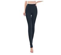Nidddiv Legging étriers pour femme avec doublure en polaire - Legging thermique pour femme - Collants noirs opaques chauds et épais - Pantalon de yoga - Couleur unie - Taille haute - Collants sans