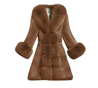 Nidddiv Manteaux trenchs élégants en peluche pour femme - Vestes à manches longues - Col en V - Thermique - Fausse fourrure - Manteau d'hiver chaud de couleur unie - Manteaux doux pour la peau,