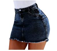 Nidddiv Mini jupe en jean taille haute jupe courte jupe élastique sexy pour femme, jupe mini micro élastiquée, jupe crayon taille haute Y2K, jupe crayon stretch sexy d'été, bleu, M