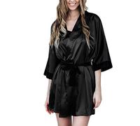 Nidddiv Nuisettes vintage avec peignoirs transparents, robe de nuit, robe de nuit, robe de nuit, lingerie en dentelle, pyjama sexy en satin, kimono, Noir , 3XL