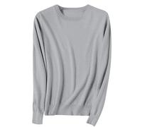 Nidddiv Pull à demi-fermeture éclair pour femme - Pull léger à manches longues et col rond - Pull tricoté léger et doux - Chemisier tricoté mignon pour femme, gris foncé, M