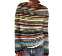 Nidddiv Pull norvégien pour femme - Pull de Noël original - Décontracté - Col rond - Pull en tricot - Pull d'hiver à manches longues - Pull chaud - Pull long doux et ample, café, XXL