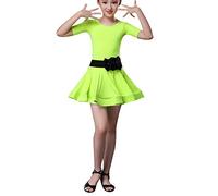 Nidddiv Robe de danse latine 24 histoires pour l'avent et la danse latine - Costume de danse - 3 pièces - Avec ceinture - Jupon, vert, 13-14 ans