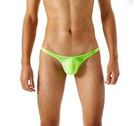 Nidddiv Slip de bain pour homme Soyeux Transparent Ultra Mince Brillant Soyeux Ultra Slim Taille T- Pantalons pour Hommes Très Sexy, vert, XL