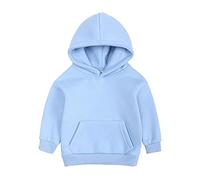 Nidddiv Sweat à capuche pour enfant en bas âge fille pull solide plus bébés avec capuche couleur top coat filles hauts pull noir, bleu clair, 6-7 ans