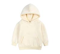 Nidddiv Sweat à capuche pour enfant en bas âge fille pull solide plus bébés avec capuche couleur top coat filles hauts pull noir, beige, 1-2 ans