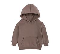 Nidddiv Sweat à capuche pour enfant en bas âge fille pull solide plus bébés avec capuche couleur top coat filles hauts pull noir, marron, 1-2 ans