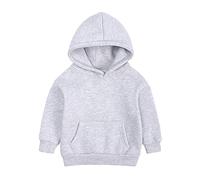 Nidddiv Sweat à capuche pour enfant en bas âge fille pull solide plus bébés avec capuche couleur top coat filles hauts pull noir, gris, 6-7 ans