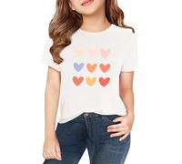 Nidddiv T-shirt à manches courtes en dentelle sans ventre pour le printemps, et pour les filles, impression 2D, col rond, confortable, décontracté, robe à manches courtes Je l'ai déjà 1, Blanc., 4 ans