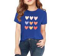 Nidddiv T-shirt à manches courtes en dentelle sans ventre pour le printemps, et pour les filles, impression 2D, col rond, confortable, décontracté, robe à manches courtes Je l'ai déjà 1, bleu, 6 ans