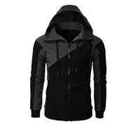 Nidddiv Veste à capuche pour homme - Noir - Fermeture éclair intégrale - Pour sports de plein air - Manches longues - Thermique - Grande taille, Noir , M