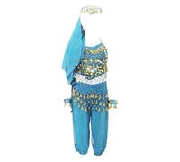 Nidddiv Vêtements de danse pour bébé fille à paillettes - Tenue de danse latine - Tenue de danse à paillettes - Jupe de danse pour fille, bleu clair, XL