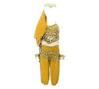 Nidddiv Vêtements de danse pour bébé fille à paillettes - Tenue de danse latine - Tenue de danse à paillettes - Jupe de danse pour fille, jaune, L
