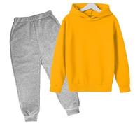 Nidddiv Vêtements pour bébé fille de 12 mois et hiver uni rembourré à capuche ensemble ensemble ensemble Halloween bébé tenue, jaune, 4-5 ans