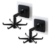 NIDONE 2 pièces/ensemble porte-ustensiles rotatif mural au plafond crochets de cuisine pliables 2.8x3x4.3 '' porte-ustensiles suspendu auto-adhésif en plastique pour cuisine salle de bain