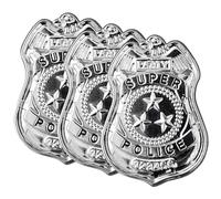 NIDONE 3 pièces Halloween 3 étoiles Simulation Bricolage décoratif Faux Fer Flic Insigne Jouet Insigne de Police pour Costume de Cosplay Semblant Jouer, déguisement de fête Costumes de Festival