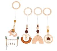 NIDONE 4 pièces Jouets Suspendus pour bébé Salle de Sport, Jouets Suspendus en Bois pour bébé, Jouet pour Enfants Berceau hochet en Bois Jouet Pendentif de lit pour Poussette lit Berceau