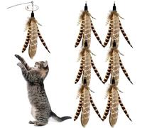NIDONE 6pcs Cat Feathers Toy, Natural Bird Feathers REALL