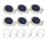 NIDONE 6pcs Lautres en pot suspendus, Light Solar Mason Jar Light With 2M String Lights Handle 20 LEDS Lampe de lanterne suspendue pour décoration de jardin Lumière chaude