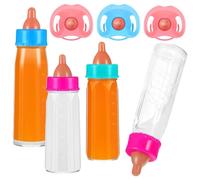 NIDONE 7 pièces/Ensemble biberons de poupée, 4 pièces biberons Jouets pour poupées avec du Lait Qui disparaît avec 3 Jouets de Sucette, Accessoires poupées Simulation drôles pour Enfants