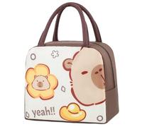 NIDONE Boîte à lunch Capybara Bagure de lunch isolée en aluminium mignon avec poignée renforcée Sac Capybara imperméable réutilisable pour les voyages scolaires de travail, 9x7, 5x5in
