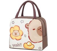 NIDONE Boîte à lunch Capybara Mignon en aluminium Bag à lunch isolé avec poignée renforcée Sac capybara imperméable réutilisable pour le travail scolaire, 9x7, 5x5 pouces, mignon