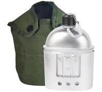 NIDONE Cantine en métal anodisé de 900 ML avec Tasse de 600 ML, poêle et Sac Rangement, Bouteille d'eau Portable pour Le Camping, la Survie, l'extérieur