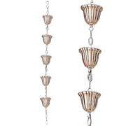 NIDONE Chaîne de Pluie en cuivre 39 Pouces Japonais Chaînes de Pluie Suspendue Mobiles avec 5 Tasses Protection du bâtiment Rouille Decorative Outdoor Garden Raincatteur, chaînes de Pluie