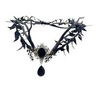 NIDONE Couronne de fées, couronne de bois gothique gothique fée exquise vintage fleur exquise avec cristal et ruban feuille décorative pour femmes Tiaras pour les filles pour Halloween