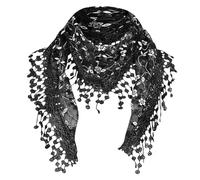 NIDONE Écharpe en dentelle noire, écharpe en dentelle florale de gland, châle triangulaire respirant, tête de chapelle couvrant le voile nuptial masse