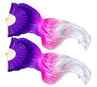 NIDONE Fan Chinois, 2pcs Fans de Soie pour Danser, 59 Pouces élégants Rubans de Danse Léger Jeu Square Danse Scarf Dance Proping pour la Performance, Les Flux Arts et Le culte