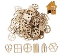 NIDONE Fenêtres de Maison de poupée inachevées, 100 pièces, tranches Bois polyvalentes pour Le Bricolage, l'artisanat pour Enfants et Les projets décoration intérieure