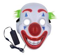 NIDONE LED Clown Mask Adjustable Halloween Light Up Joker Mask Patterred pour Joker Cosplay Accessory Masquerade Halloween Party Prophes, pas de batterie