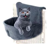 NIDONE Lit Suspendu pour Chat, lit hamac en Peluche Amovible et Lavable, Doux et Chaud, avec Cadre en Fil métallique, Suspension Solide Peu encombrante pour Animaux de Compagnie Chaton, Gris