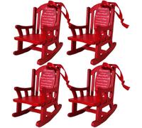 NIDONE Lot de 4 chaises de Noël au Paradis avec étiquette en Bois, Mini Ornements Noël Rouges à Suspendre, Chaise Vide, pour la Perte d'un être Cher, Souvenir et sympathie