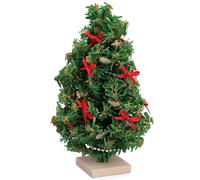 NIDONE Miniature Christmas Tree avec des lumières 1/12 Mini Le Mini-Arbre de Noël réaliste avec Base en Bois pour Doll House